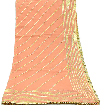 Indian Vintage Dupatta Peach Pure Cotton Long Stole Gota Patti Work Scarves Veil Soft