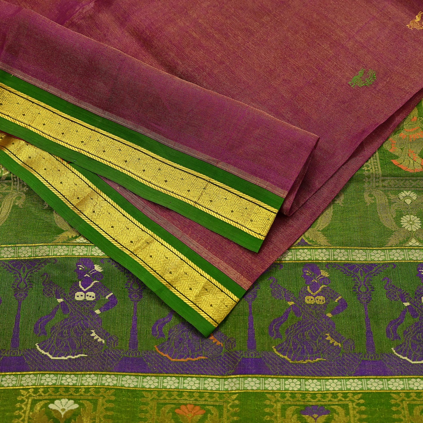 Indian Vintage Heavy Green & Pink Kanjivaram Saree 100% Pure Silk Sari Zari 5Yd Floral Crafting Dress making Crafting Bollywood sari