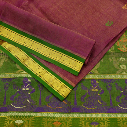 Indian Vintage Heavy Green & Pink Kanjivaram Saree 100% Pure Silk Sari Zari 5Yd Floral Crafting Dress making Crafting Bollywood sari