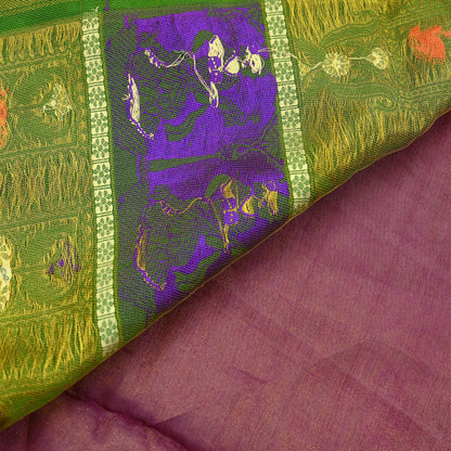 Indian Vintage Heavy Green & Pink Kanjivaram Saree 100% Pure Silk Sari Zari 5Yd Floral Crafting Dress making Crafting Bollywood sari