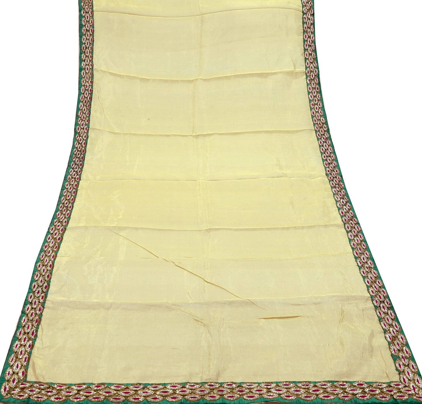 Indian Pre-owned Heavy Wedding Golden & Multi Hand Embroidered Lehenga/Dupatta Designer By Sabyasachi Zardozi Bridal Wear Peacock Design