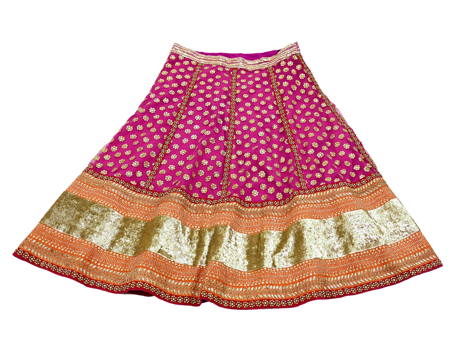 Indian Pre-owned Heavy Wedding Red Net/Mesh Hand Embroidered Lehenga/Dupatta Designer By Sabyasachi Zardozi Bridal Wear