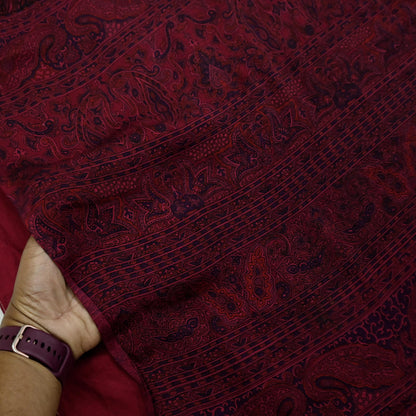 Indian Vintage Sari  Black & Maroon 100% Pure Silk Printed Saree 5yd Sewing Craft Fabric DressMaking Soft Quilting Crafting Upcycle Used