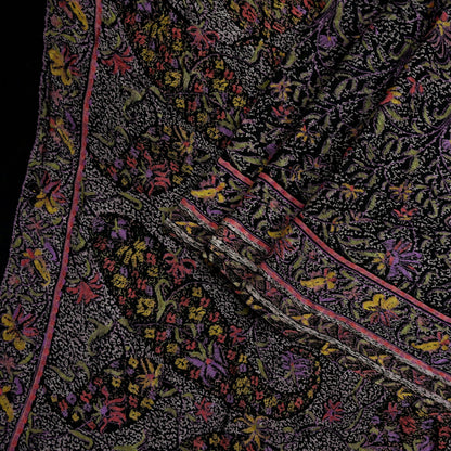 Indian Vintage Sari Black Printed Pure Silk Sarees Craft Fabric 6yd Sewing Floral Soft Dress Designing  for Crafting Quilting Upcycle Wrap