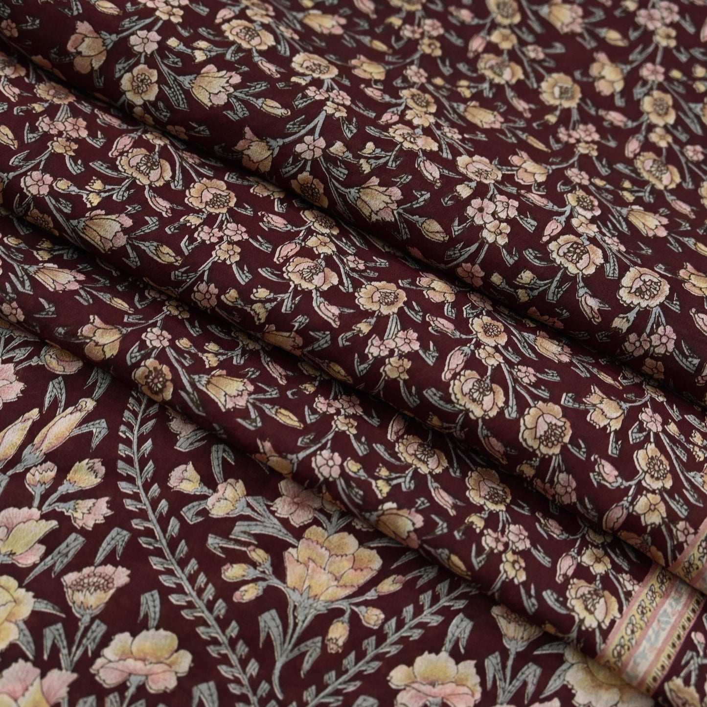Indian Vintage Sari Maroon 100% Pure Silk Printed Sarees 6yd Craft Fabric Sewing Soft Dress Making Floral Quilting Crafting Upcycle Used
