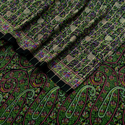 Indian Vintage Sari Black Printed Pure Silk Sarees Craft Fabric 5yd Sewing Floral Soft Dress Designing  for Crafting Quilting Upcycle Wrap