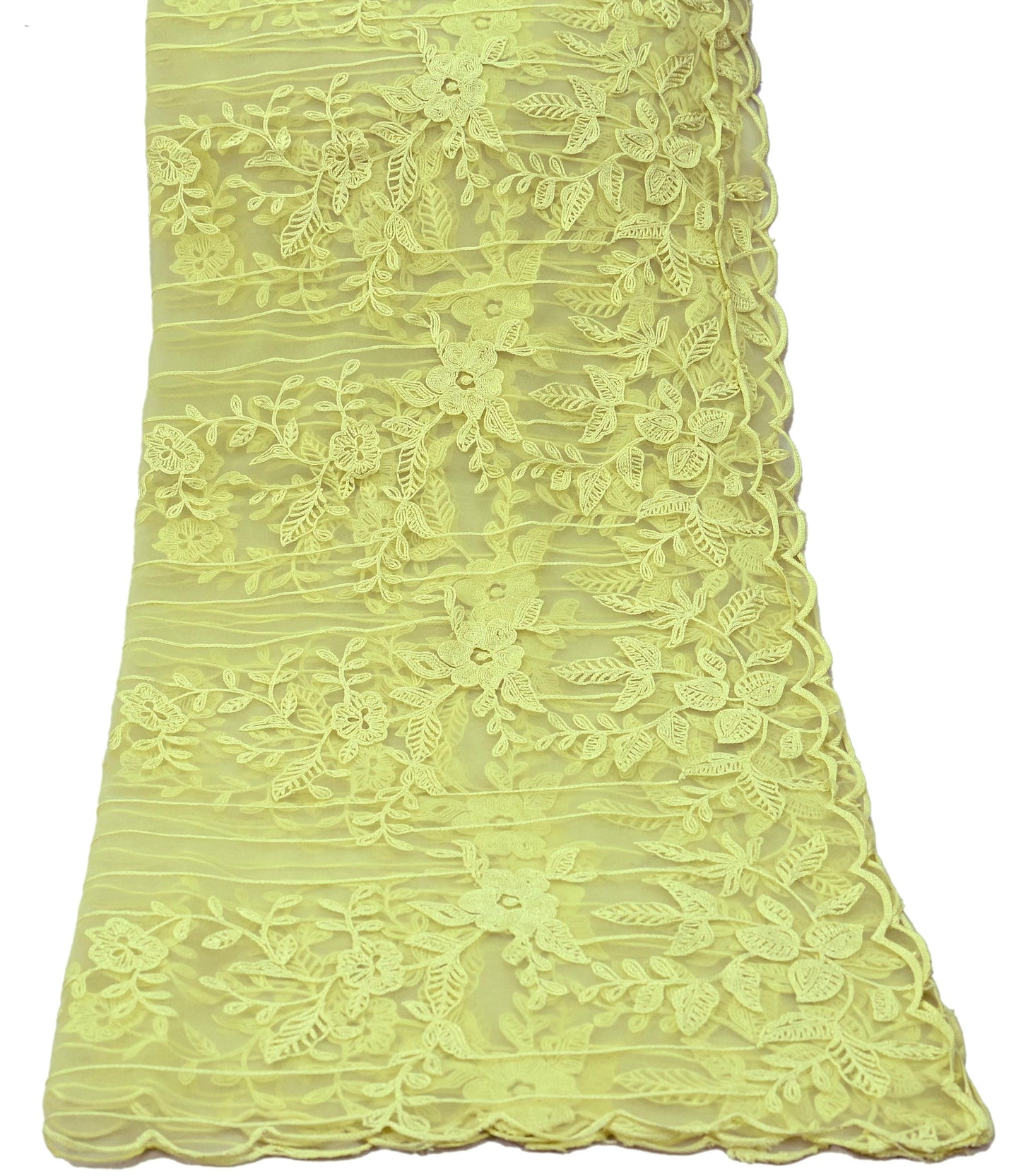 Indian Vintage Dupatta Yellow Long Stole Organza Hand Embroidered Indian Scarves Veil Zari Soft Floral Design