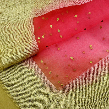 Indian Vintage Dupatta Red Long Stole Organza Woven Hand Painted Scarves Veil Zari Soft Floral Design