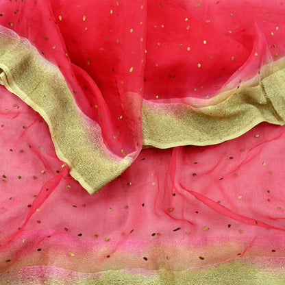 Indian Vintage Dupatta Red Long Stole Organza Woven Hand Painted Scarves Veil Zari Soft Floral Design