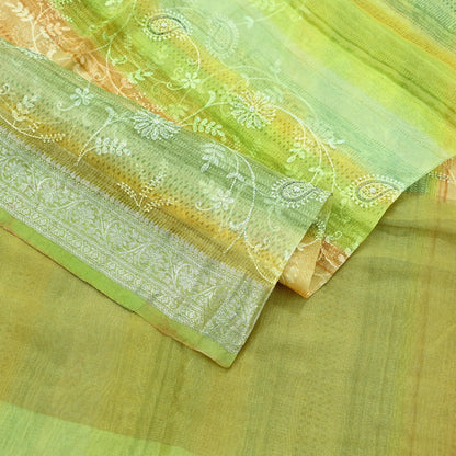 Indian Vintage Multi Heavy Saree Hand Embroidered Pure Organza Silk Indian Sari Fabric 5Yard Ethnic Floral Zari Dress making Crafting