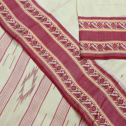 Indian Vintage Sari Ivory Pure Cotton Bengali Handloom Tant Sarees Craft Fabric 5Yd Sewing Soft Crafting Dress making Upcycle Quilting