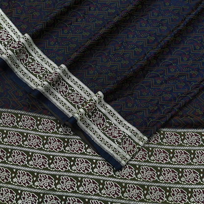 Indian Vintage Heavy Wedding Sari Blue Pure Satin Silk Woven Banarasi Tanchoi Sarees Zari 5Yd Ethnic Craft Fabric Upcycle Dress Making Used