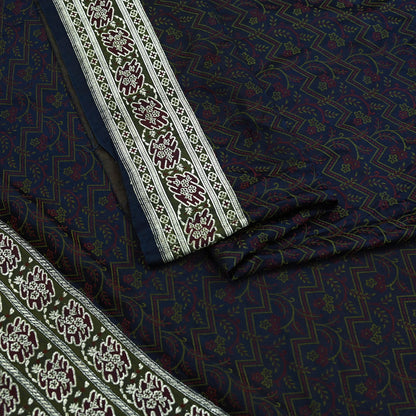 Indian Vintage Heavy Wedding Sari Blue Pure Satin Silk Woven Banarasi Tanchoi Sarees Zari 5Yd Ethnic Craft Fabric Upcycle Dress Making Used