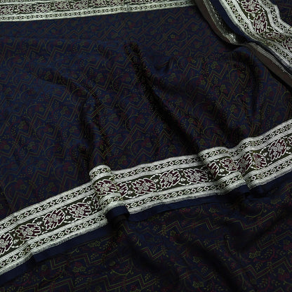 Indian Vintage Heavy Wedding Sari Blue Pure Satin Silk Woven Banarasi Tanchoi Sarees Zari 5Yd Ethnic Craft Fabric Upcycle Dress Making Used