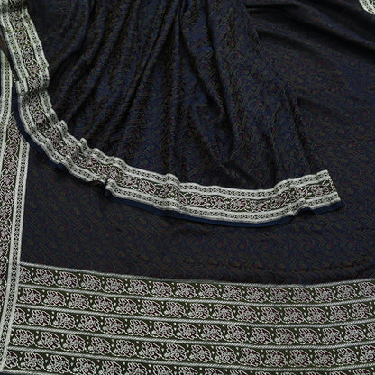 Indian Vintage Heavy Wedding Sari Blue Pure Satin Silk Woven Banarasi Tanchoi Sarees Zari 5Yd Ethnic Craft Fabric Upcycle Dress Making Used
