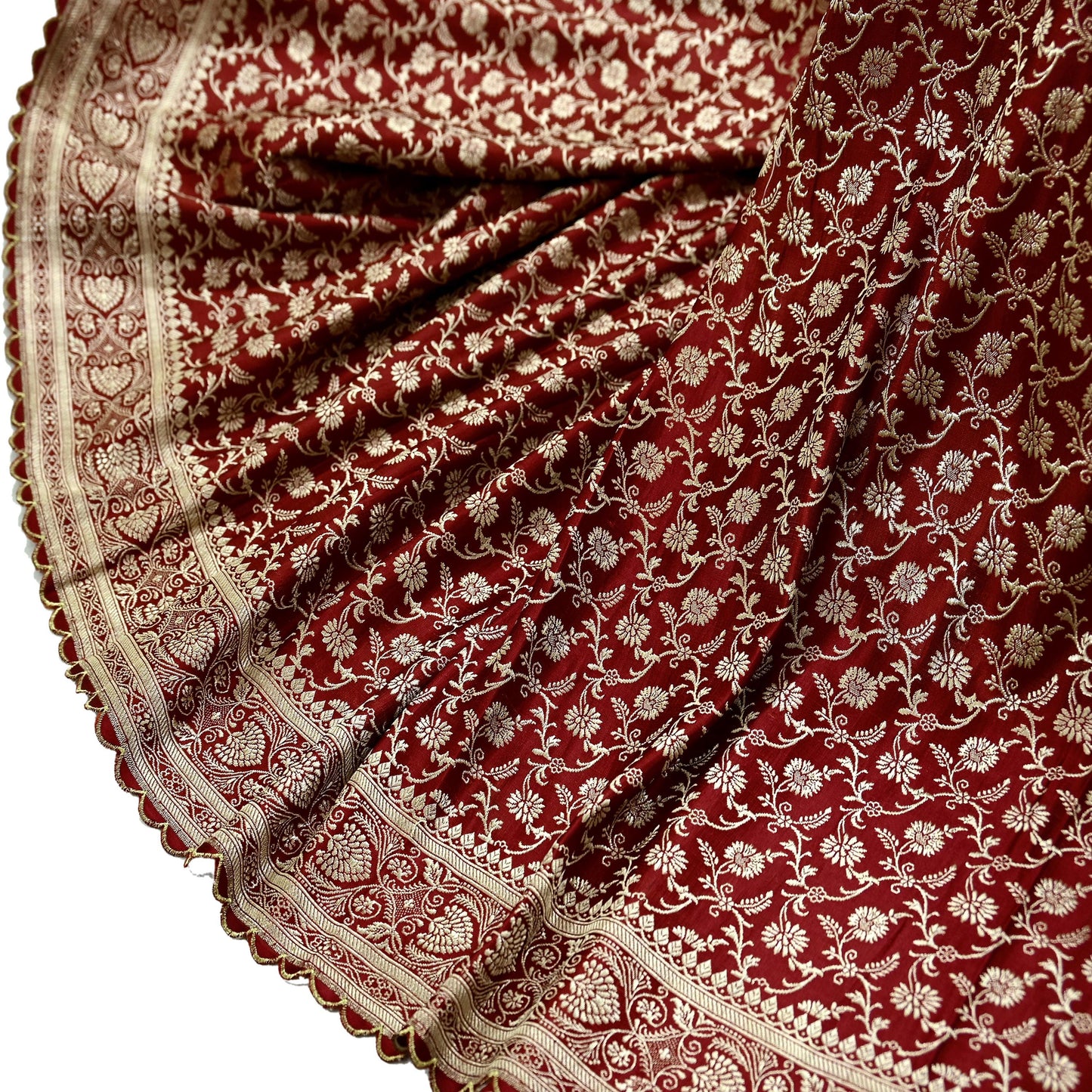 Indian Vintage Sari Maroon Heavy Wedding  Pure Satin Silk Woven Banarasi Brocade Sarees Zari 5Yd Dress making Crafting Quilting