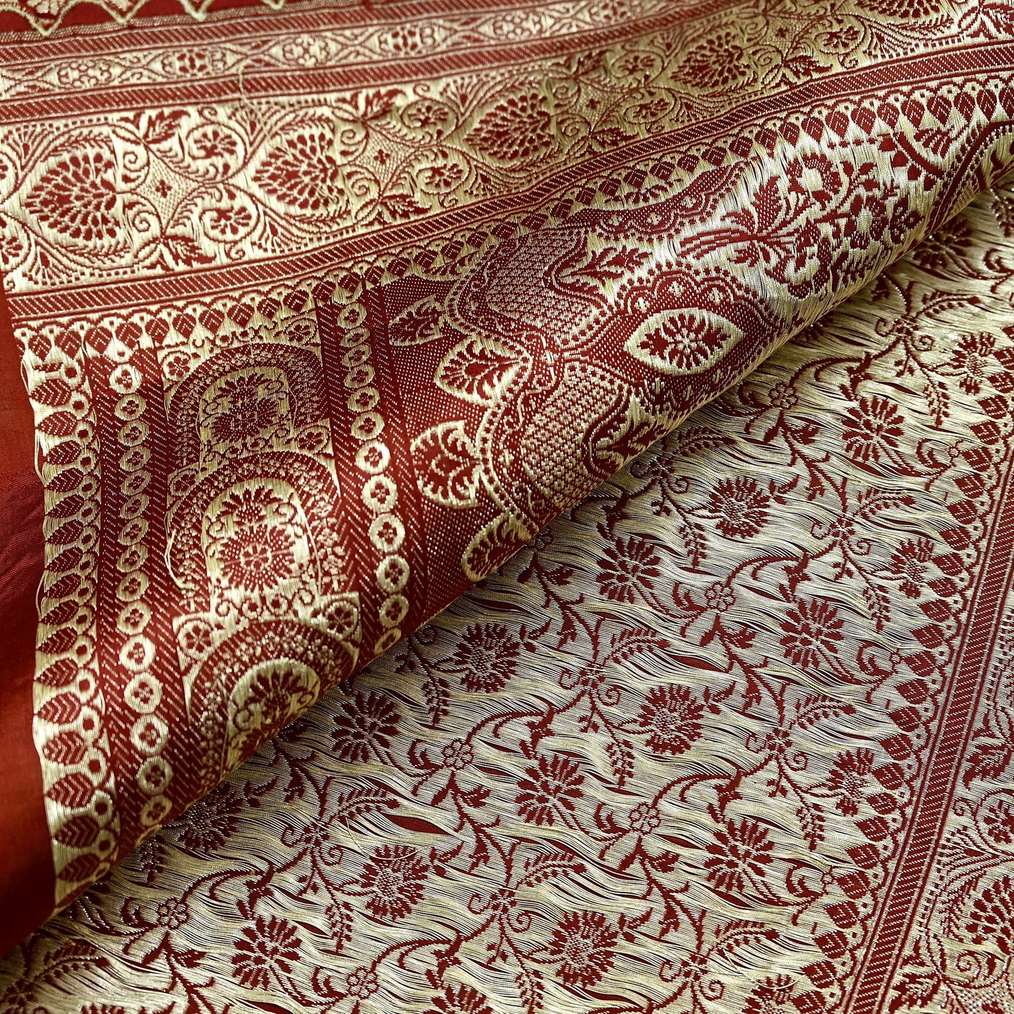 Indian Vintage Sari Maroon Heavy Wedding  Pure Satin Silk Woven Banarasi Brocade Sarees Zari 5Yd Dress making Crafting Quilting