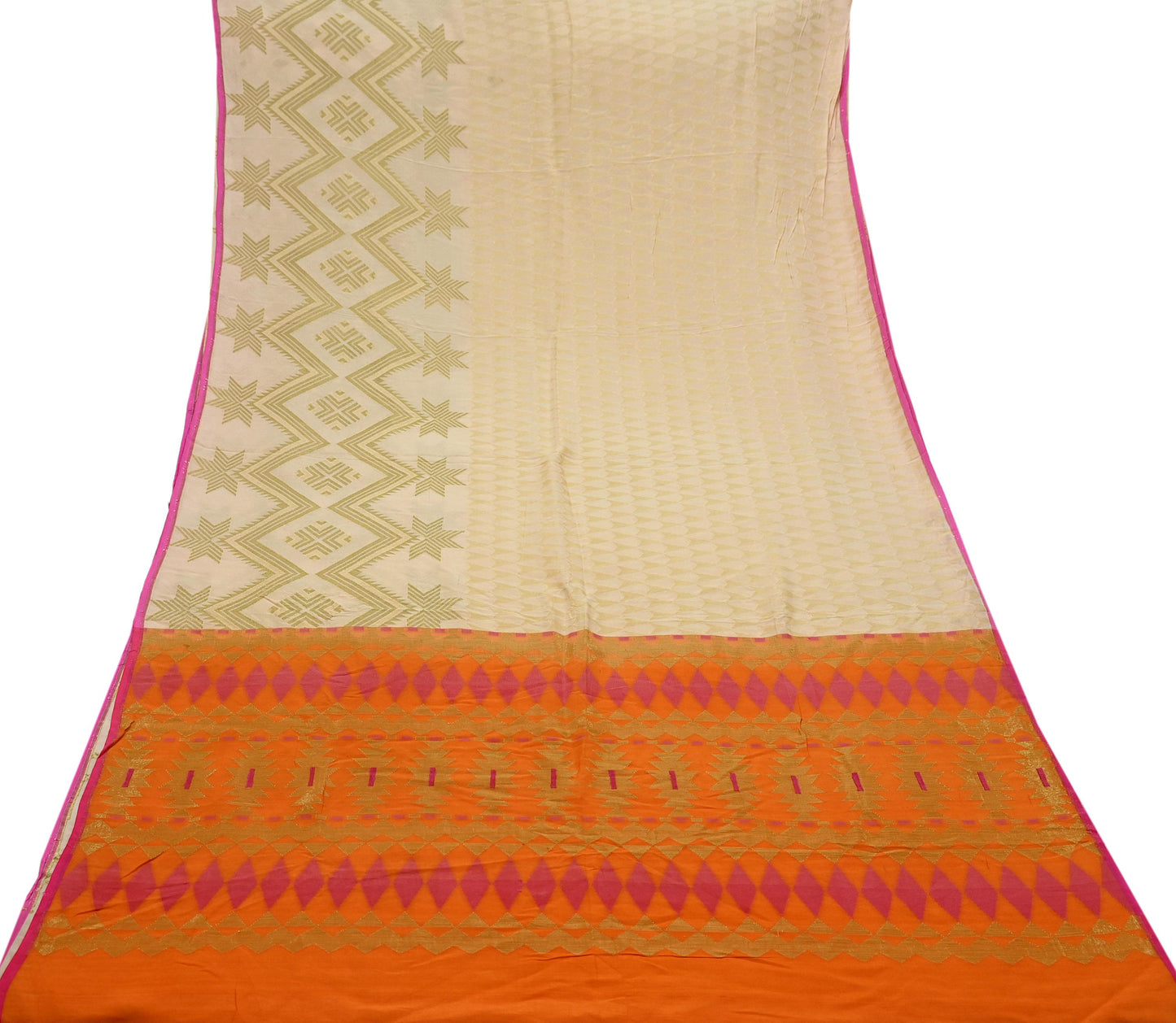 Indian Vintage Sari 100% Pure Silk Hand Woven Sarees Craft Fabric 5Yd Ethnic Sewing Upcycle dress Making Crafting Quilting Used Zari