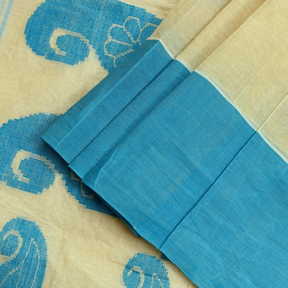 Indian Vintage Sari Beige Pure Cotton Hand Woven Sarees Craft Fabric 5yd Ethnic Paisley Crafting Upcycle Quilting Dress Making Quilting