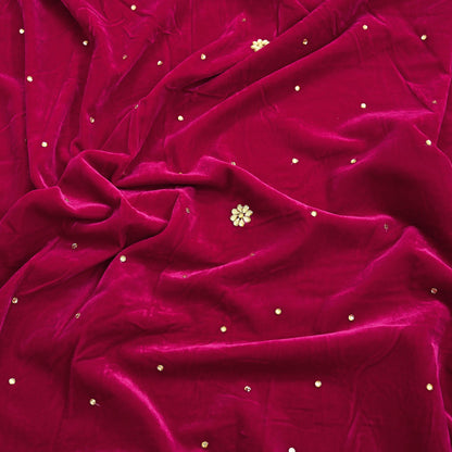 Indian Vintage Heavy Wedding Rani Pink Dupatta Velvet Long Stole Hand Embroidered Scarves Zari Hijab Veil Wrap Wedding dupatta
