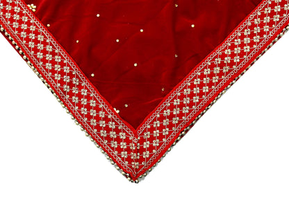 Indian Vintage Heavy Wedding Red Dupatta Velvet Long Stole Hand Embroidered Scarves Zari Hijab Veil Wrap Wedding dupatta