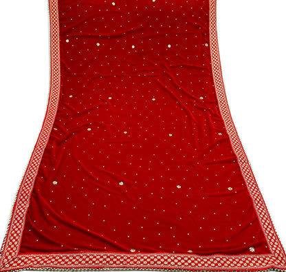 Indian Vintage Heavy Wedding Red Dupatta Velvet Long Stole Hand Embroidered Scarves Zari Hijab Veil Wrap Wedding dupatta