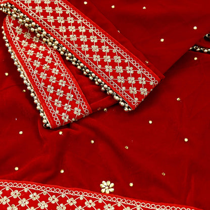 Indian Vintage Heavy Wedding Red Dupatta Velvet Long Stole Hand Embroidered Scarves Zari Hijab Veil Wrap Wedding dupatta