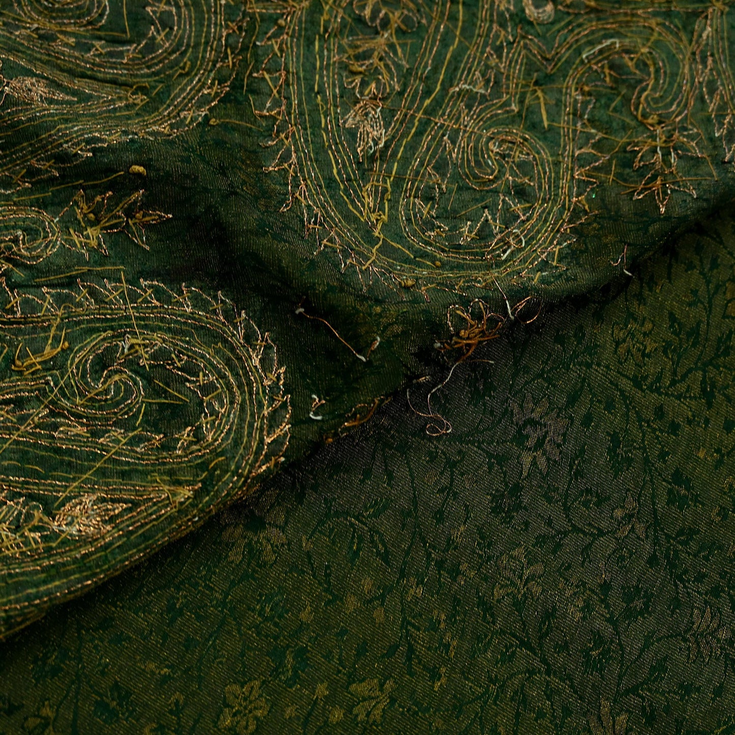 Indian Vintage Heavy Sarees Green Pure Georgette Silk Hand Embroidered Sari Fabric 5Yd Sewing Ethnic Zardozi/dabka zari Wedding sarees