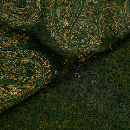 Indian Vintage Heavy Sarees Green Pure Georgette Silk Hand Embroidered Sari Fabric 5Yd Sewing Ethnic Zardozi/dabka zari Wedding sarees
