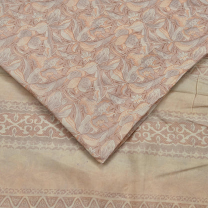 Indian Vintage Sari Brown 100% Pure Silk Printed Saree Craft Fabric 5yd Sewing DressMaking Wrap Floral Crafting Quilting Used
