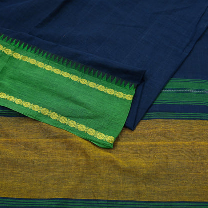 Indian Vintage Sari Blue Pure Cotton Hand Woven Saree Zari 5Yd Craft Fabric Floral Dress making Crafting Quilting Sarong