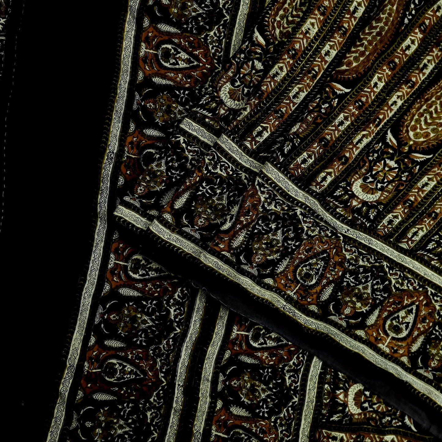 Indian Vintage Sari Black Pure Crepe Silk Block Printed Sarees 5yd Sewing Floral Soft Craft Fabric Wrap Dress making Crafting Quilting