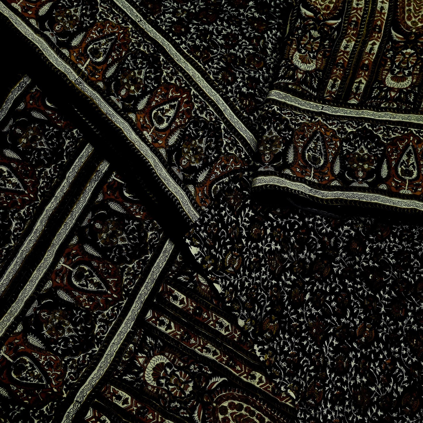 Indian Vintage Sari Black Pure Crepe Silk Block Printed Sarees 5yd Sewing Floral Soft Craft Fabric Wrap Dress making Crafting Quilting