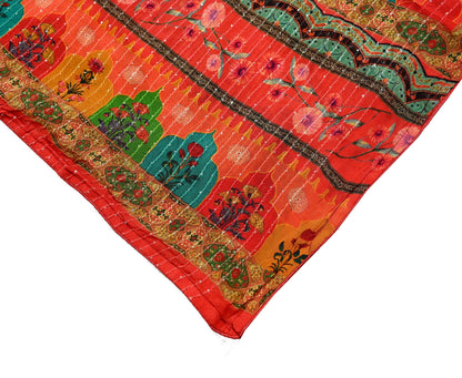 Women Indian Vintage Dupatta Red Long Stole Pure silk Digital Printed Dupatta Veil Scarves soft Boho Wrap Dressmaking Floral