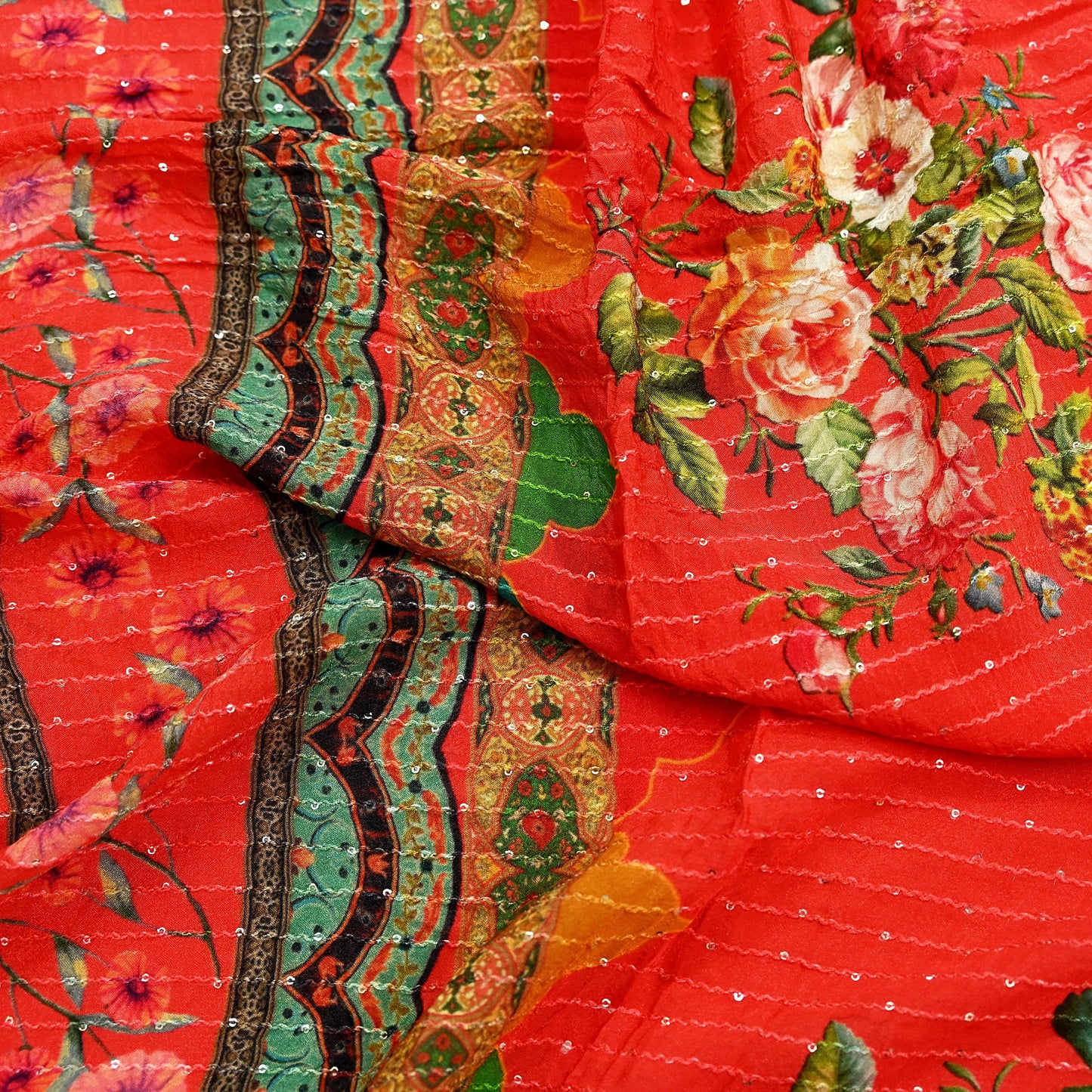 Women Indian Vintage Dupatta Red Long Stole Pure silk Digital Printed Dupatta Veil Scarves soft Boho Wrap Dressmaking Floral