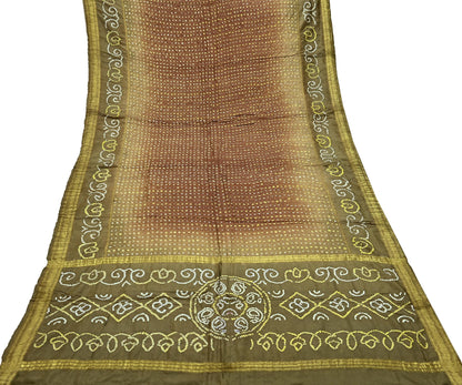 Women Indian Vintage Green Dupatta Long Stole Pure silk Bandhani Dupatta Veil Scarves soft Boho Wrap Zari Border