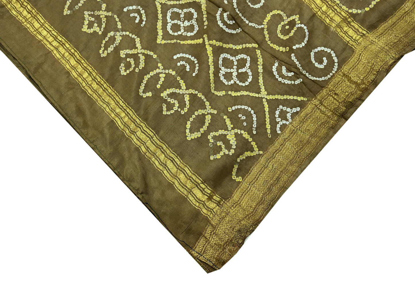 Women Indian Vintage Green Dupatta Long Stole Pure silk Bandhani Dupatta Veil Scarves soft Boho Wrap Zari Border