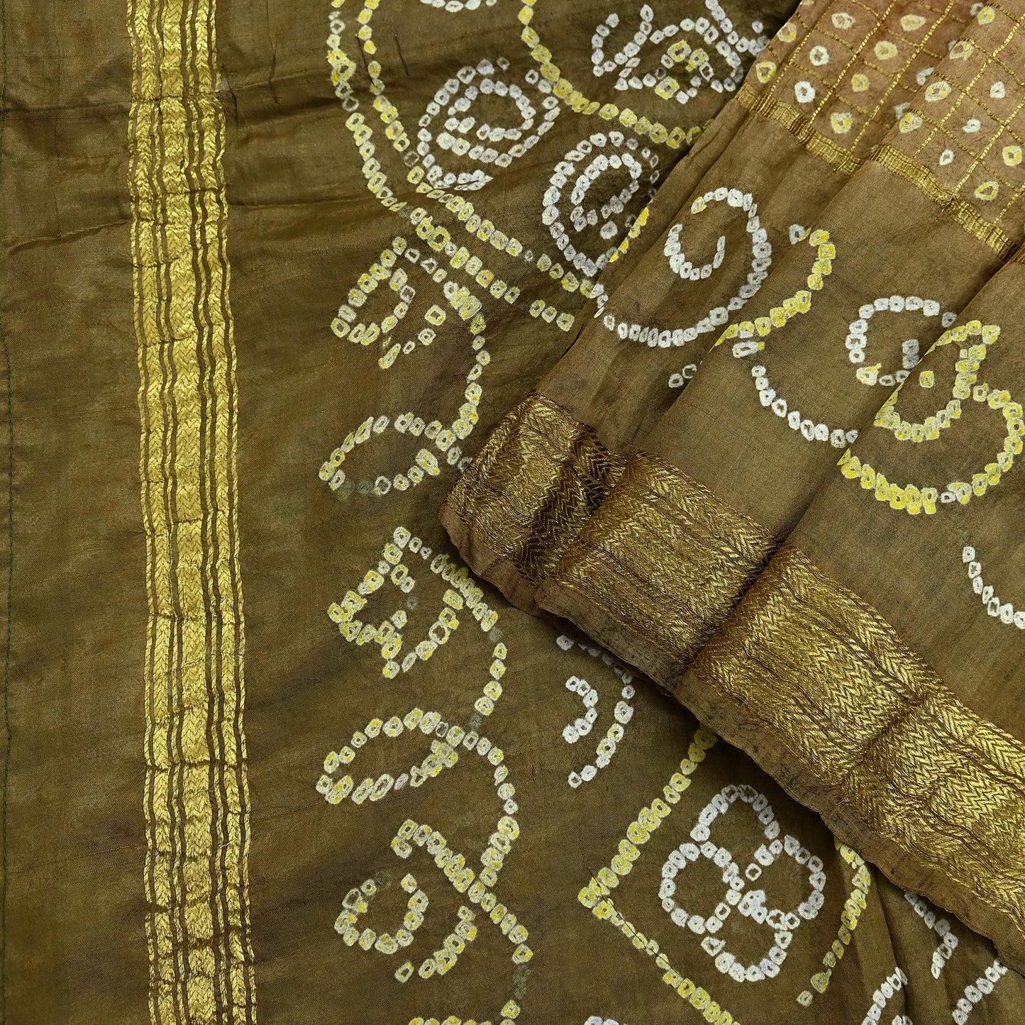 Women Indian Vintage Green Dupatta Long Stole Pure silk Bandhani Dupatta Veil Scarves soft Boho Wrap Zari Border