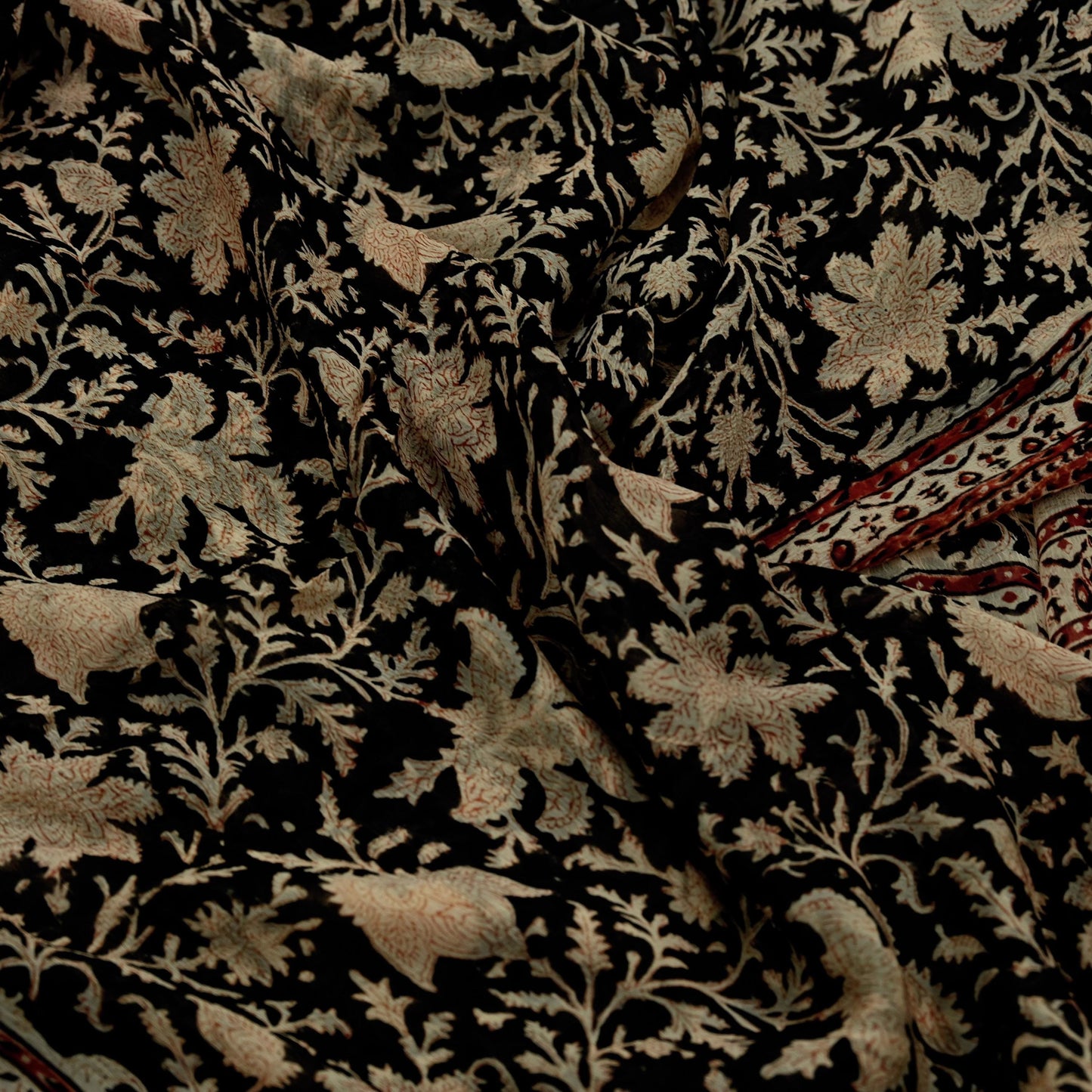 Indian Women Vintage Peach & Black Saree Pure Chiffon Silk Printed Sari Craft Fabric Sewing 6Yd Soft Light Sari Dress Making