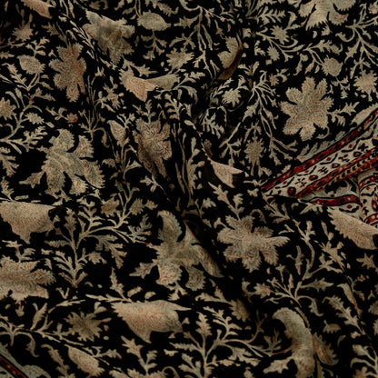 Indian Women Vintage Peach & Black Saree Pure Chiffon Silk Printed Sari Craft Fabric Sewing 6Yd Soft Light Sari Dress Making