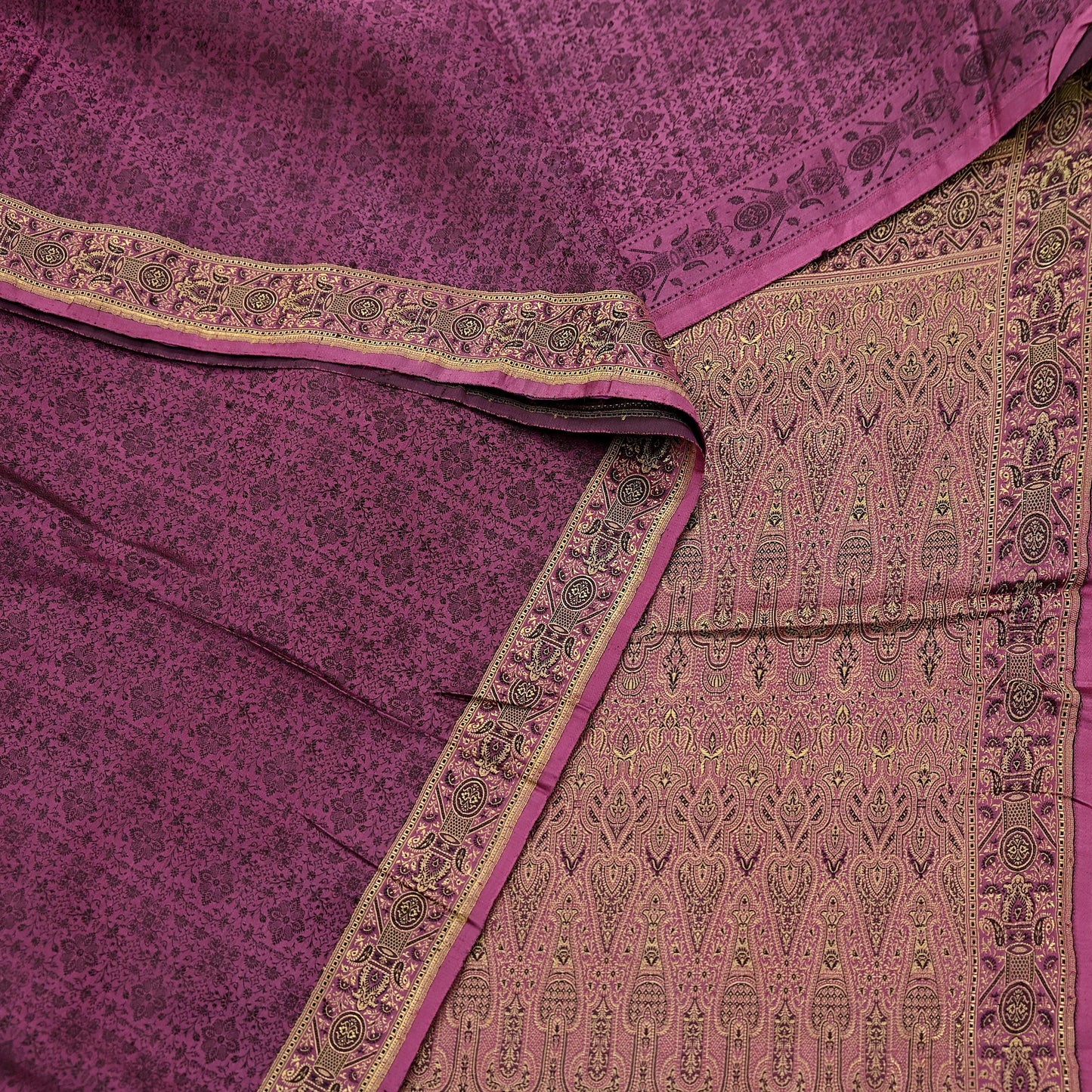 Indian Vintage Sari Pink Heavy Pure Satin Silk Hand Woven Tanchoi Sarees Ethnic Wear 5Yd Paisley Craft Fabric Dress Making Crafting
