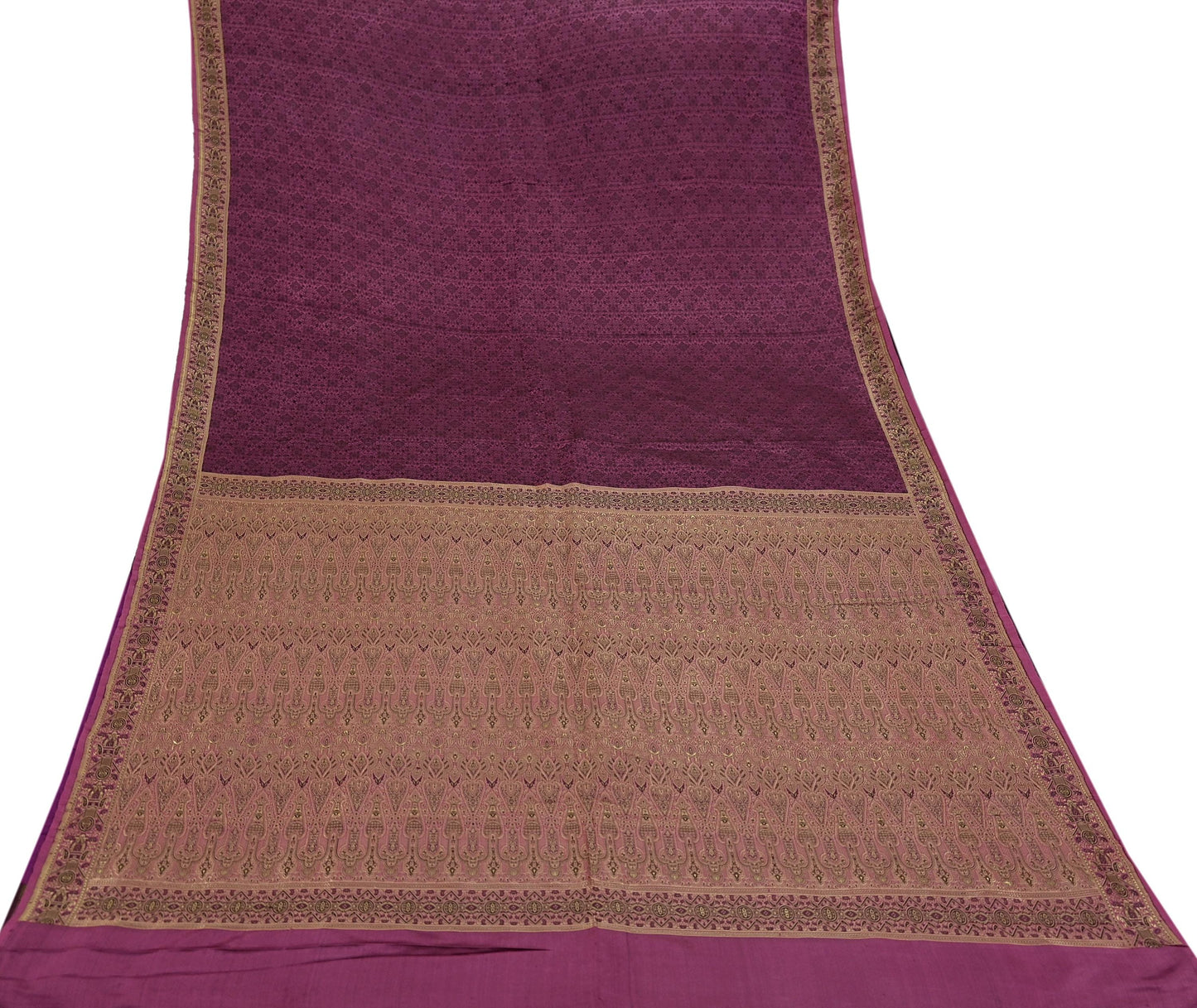 Indian Vintage Sari Pink Heavy Pure Satin Silk Hand Woven Tanchoi Sarees Ethnic Wear 5Yd Paisley Craft Fabric Dress Making Crafting