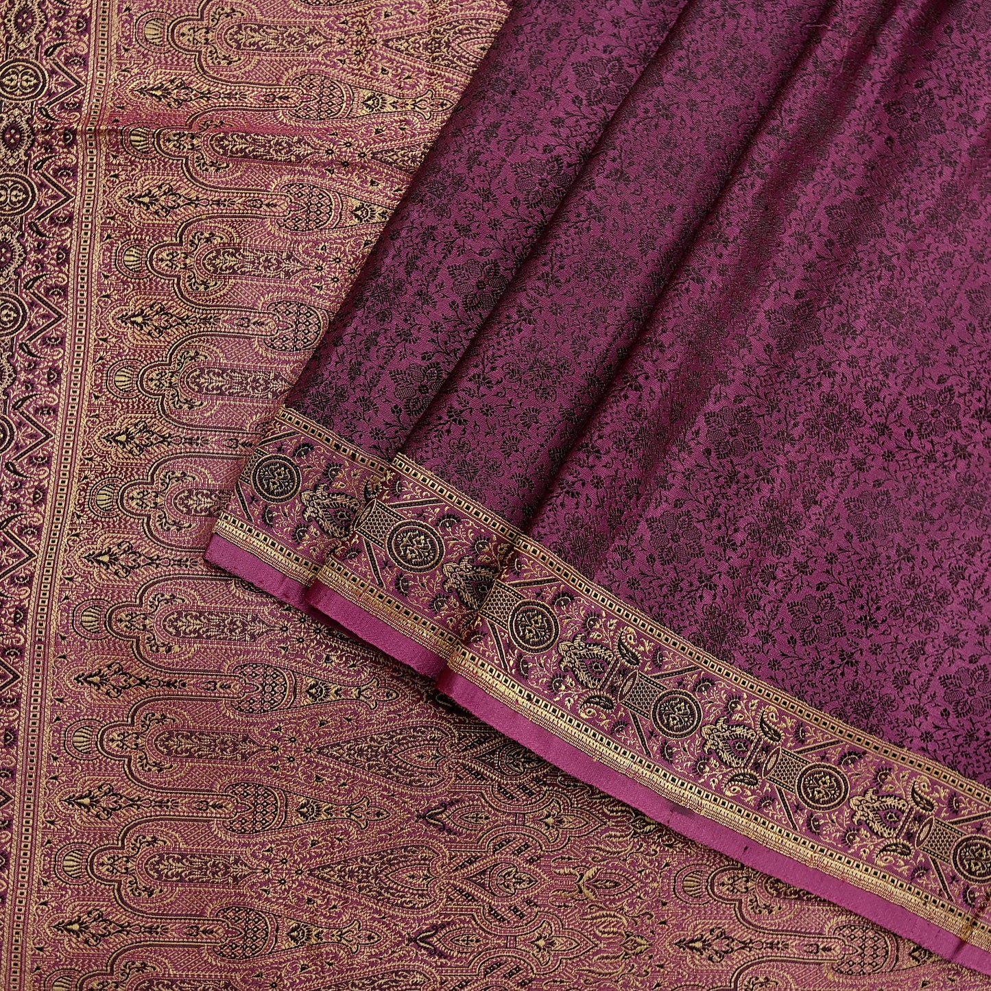 Indian Vintage Sari Pink Heavy Pure Satin Silk Hand Woven Tanchoi Sarees Ethnic Wear 5Yd Paisley Craft Fabric Dress Making Crafting