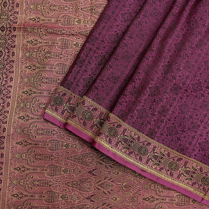 Indian Vintage Sari Pink Heavy Pure Satin Silk Hand Woven Tanchoi Sarees Ethnic Wear 5Yd Paisley Craft Fabric Dress Making Crafting
