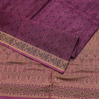 Indian Vintage Sari Pink Heavy Pure Satin Silk Hand Woven Tanchoi Sarees Ethnic Wear 5Yd Paisley Craft Fabric Dress Making Crafting