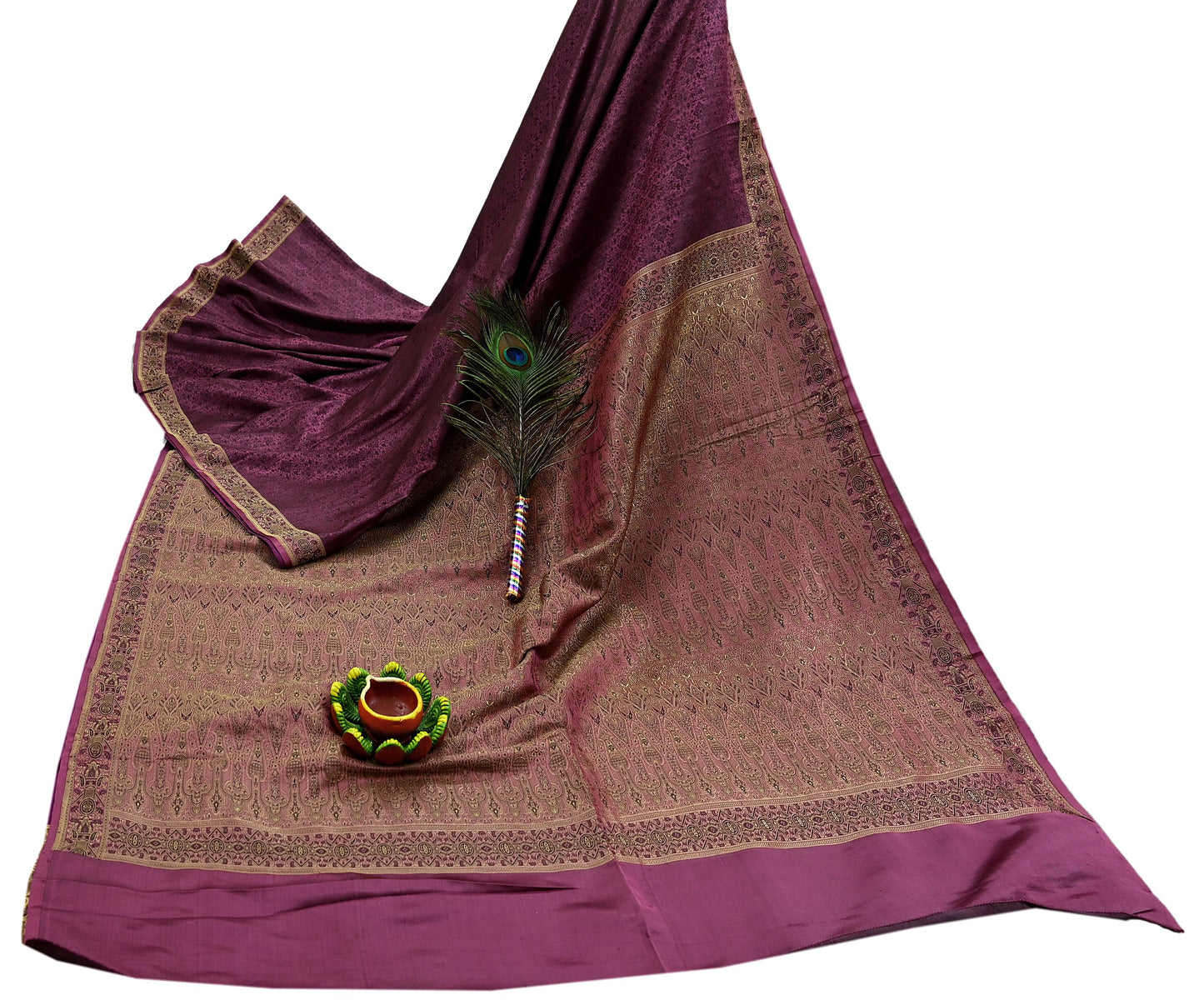 Indian Vintage Sari Pink Heavy Pure Satin Silk Hand Woven Tanchoi Sarees Ethnic Wear 5Yd Paisley Craft Fabric Dress Making Crafting