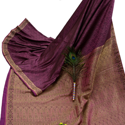Indian Vintage Sari Pink Heavy Pure Satin Silk Hand Woven Tanchoi Sarees Ethnic Wear 5Yd Paisley Craft Fabric Dress Making Crafting