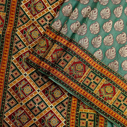 Vintage Heavy Wedding Green Sari Hand Embroidered Banarsi Brocade Sarees Zari/Zardozi/Dabka 5Yd Dress making Crafting Quilting
