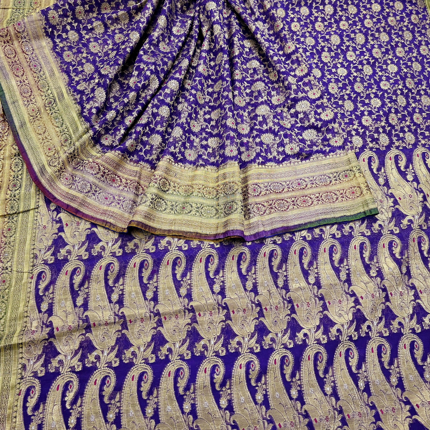 Indian Vintage Sari Heavy Purple Pure Organza Silk Woven Brocade Banarasi Sarees Zari 5Yd Ethnic Fabric Dress Making Wedding Sarees