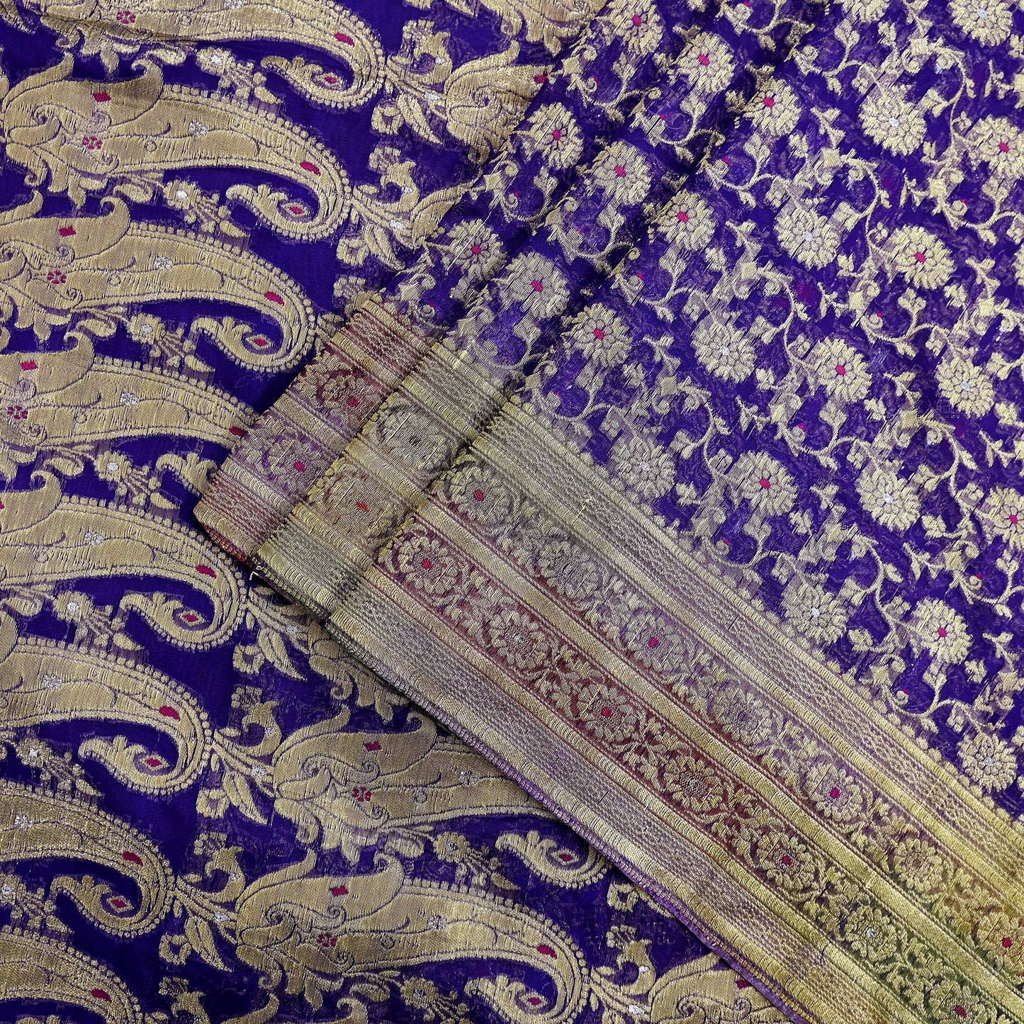 Indian Vintage Sari Heavy Purple Pure Organza Silk Woven Brocade Banarasi Sarees Zari 5Yd Ethnic Fabric Dress Making Wedding Sarees